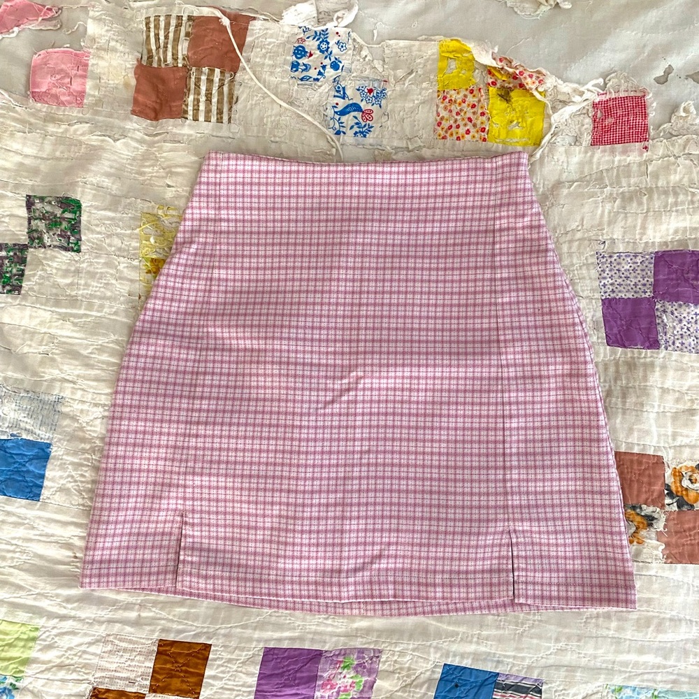 Brandy Melville/John Galt Pink Plaid Mini Skirt